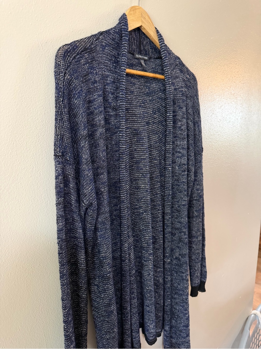 Eileen Fisher | Linen Blend Lagenlook Karma Jacquard Cardigan - Picture 2 of 8